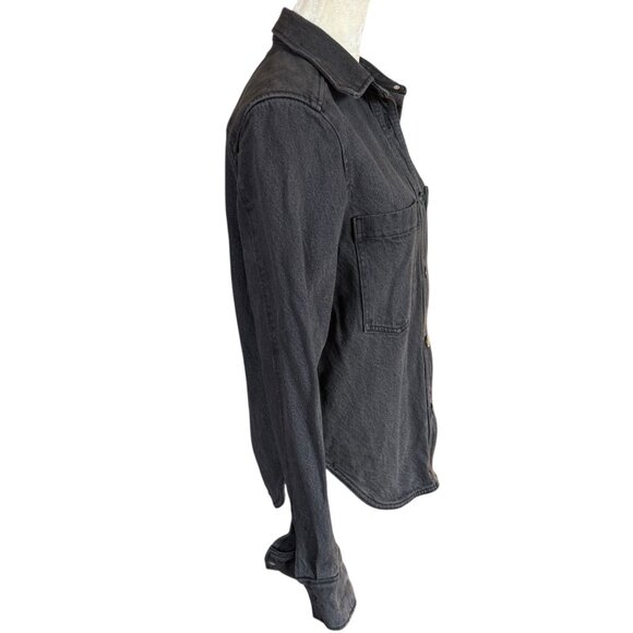H&M faded black long sleeve collared button down jean jacket women's size XS - Picture 3 of 9